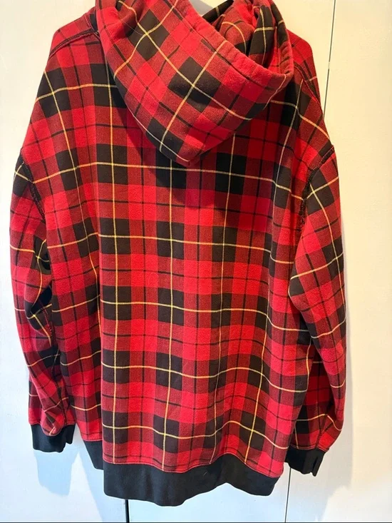 Polo by Ralph Lauren Red & Black Plaid Hooded Sweatshirt with Gold Pony - Picture 3 of 5
